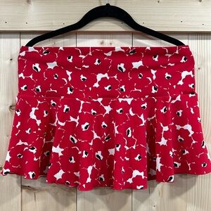 Victoria's Secret Y2K Red & White Poppy Floral Ruffle Swim Skirt - Size L
